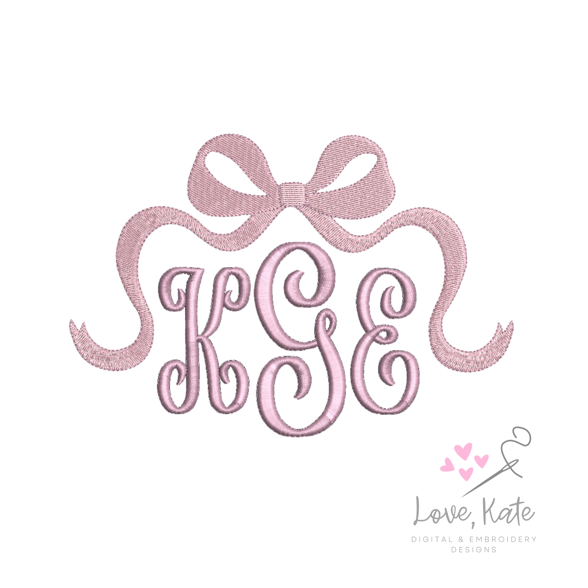 Bow Monogram and Name Topper | Fill Stitch Embroidery Design