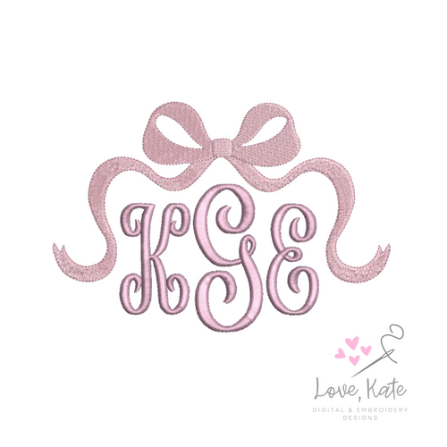 Bow Monogram and Name Topper | Fill Stitch Embroidery Design