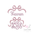 Bow Monogram and Name Topper | Fill Stitch Embroidery Design