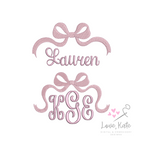 Bow Monogram and Name Topper | Fill Stitch Embroidery Design