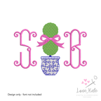 Ginger Jar Topiary Sketch Embroidery Design