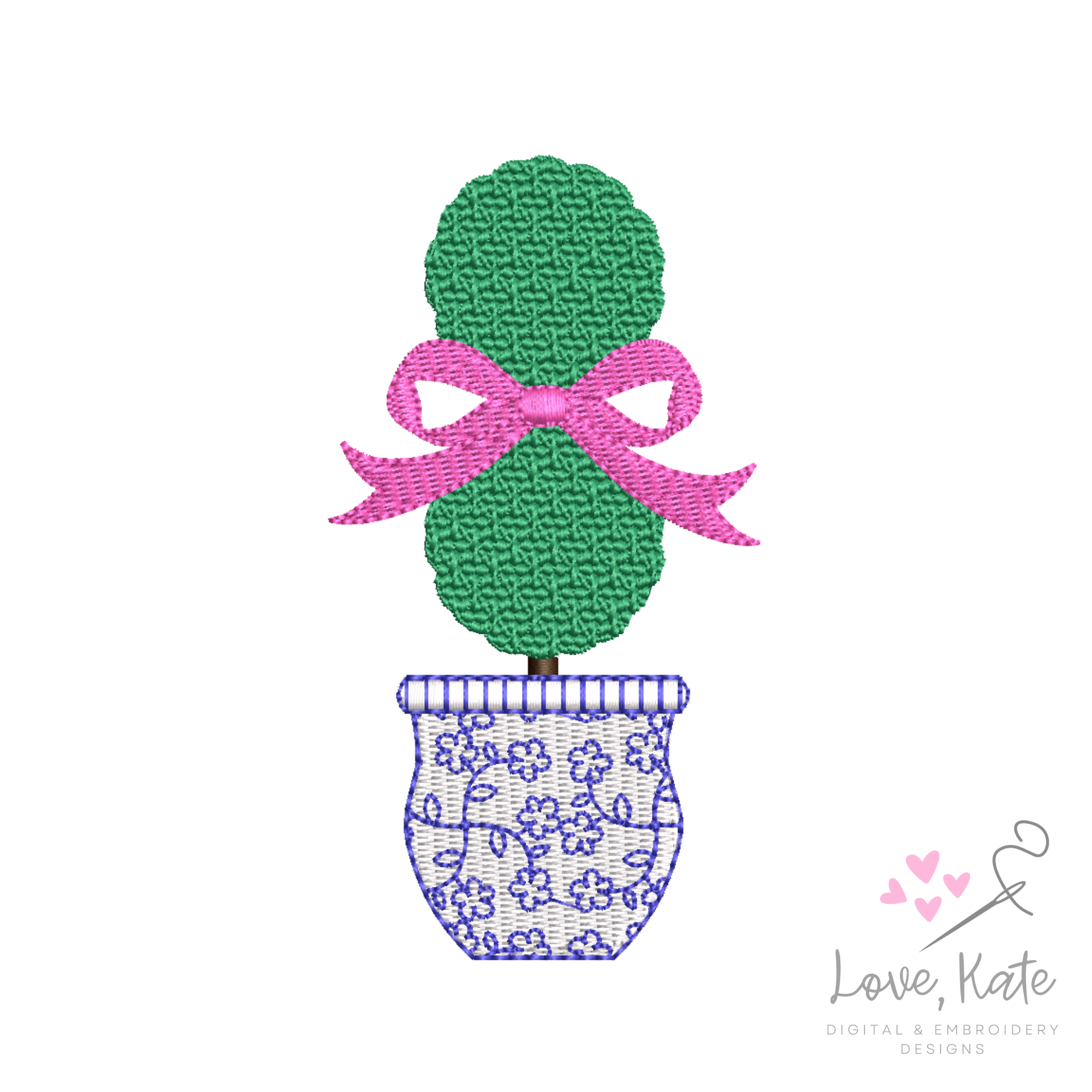 Ginger Jar Topiary Sketch Embroidery Design