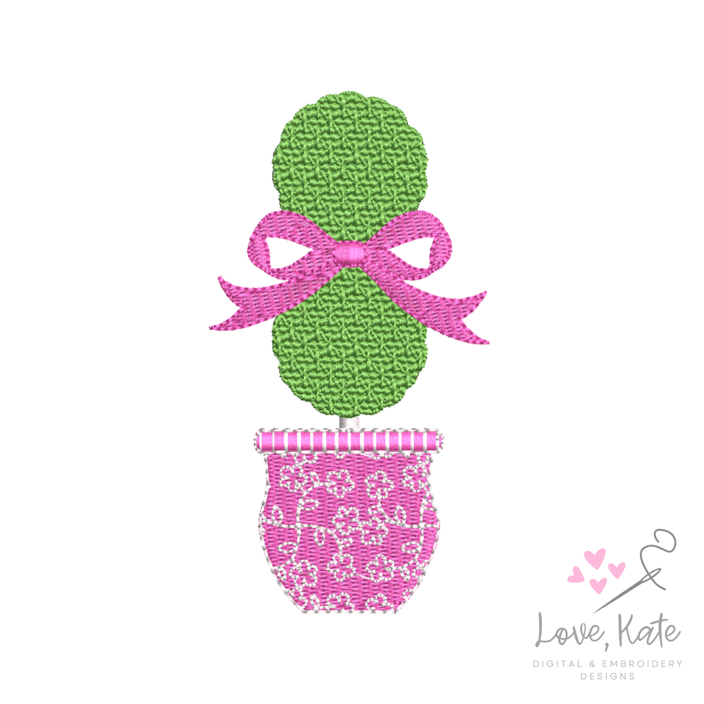 Ginger Jar Topiary Sketch Embroidery Design