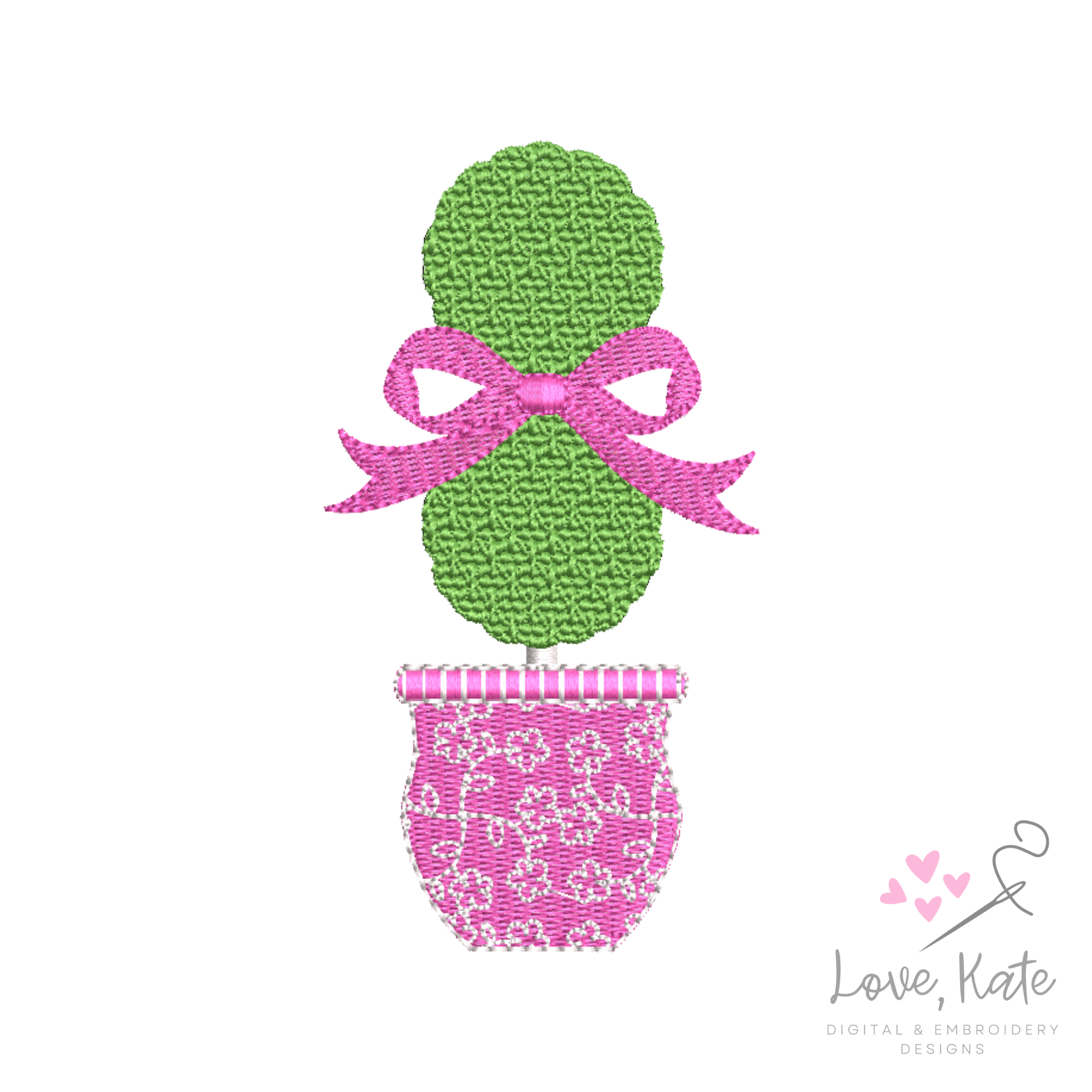 Ginger Jar Topiary Sketch Embroidery Design