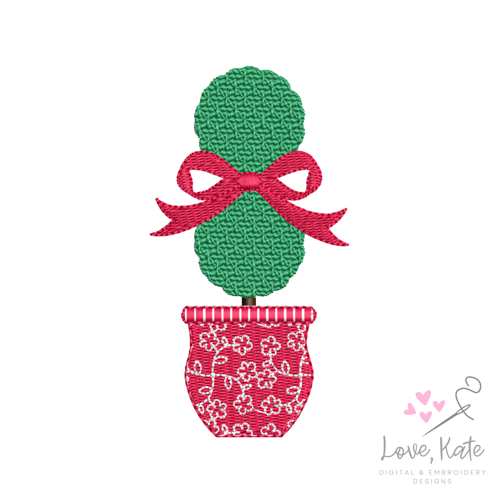 Ginger Jar Topiary Sketch Embroidery Design