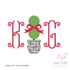 Ginger Jar Topiary Sketch Embroidery Design