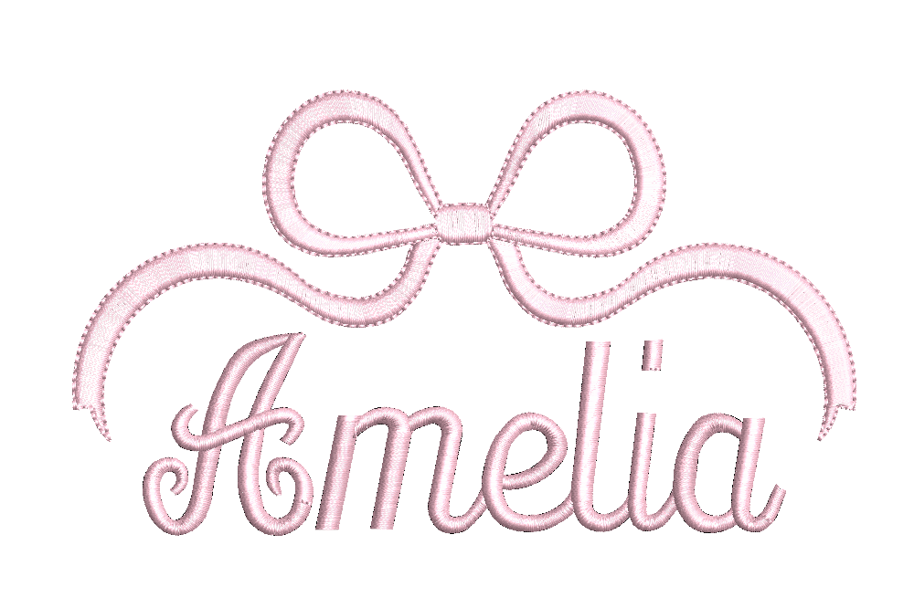 Bow Monogram and Name Topper | Satin Stitch Embroidery Design