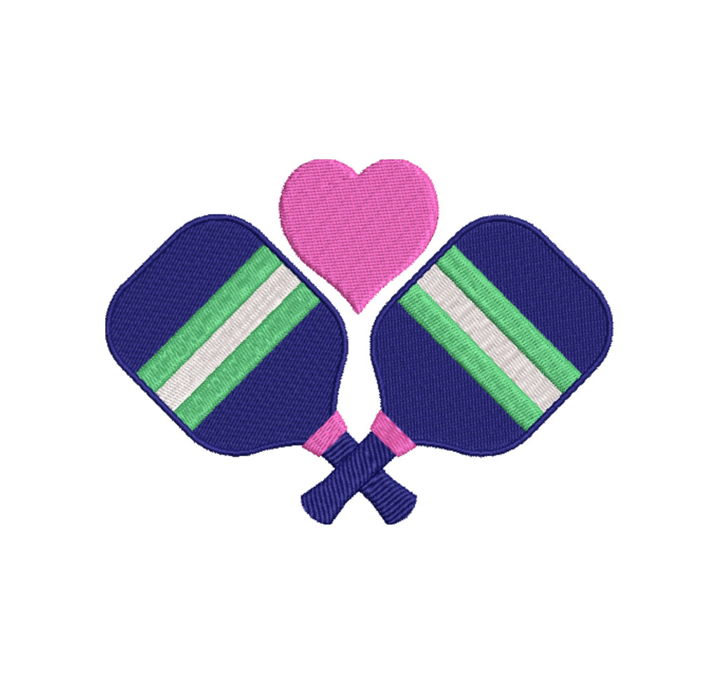 Pickleball Love Embroidery Design - Sketch and Fill Options (8 sizes)