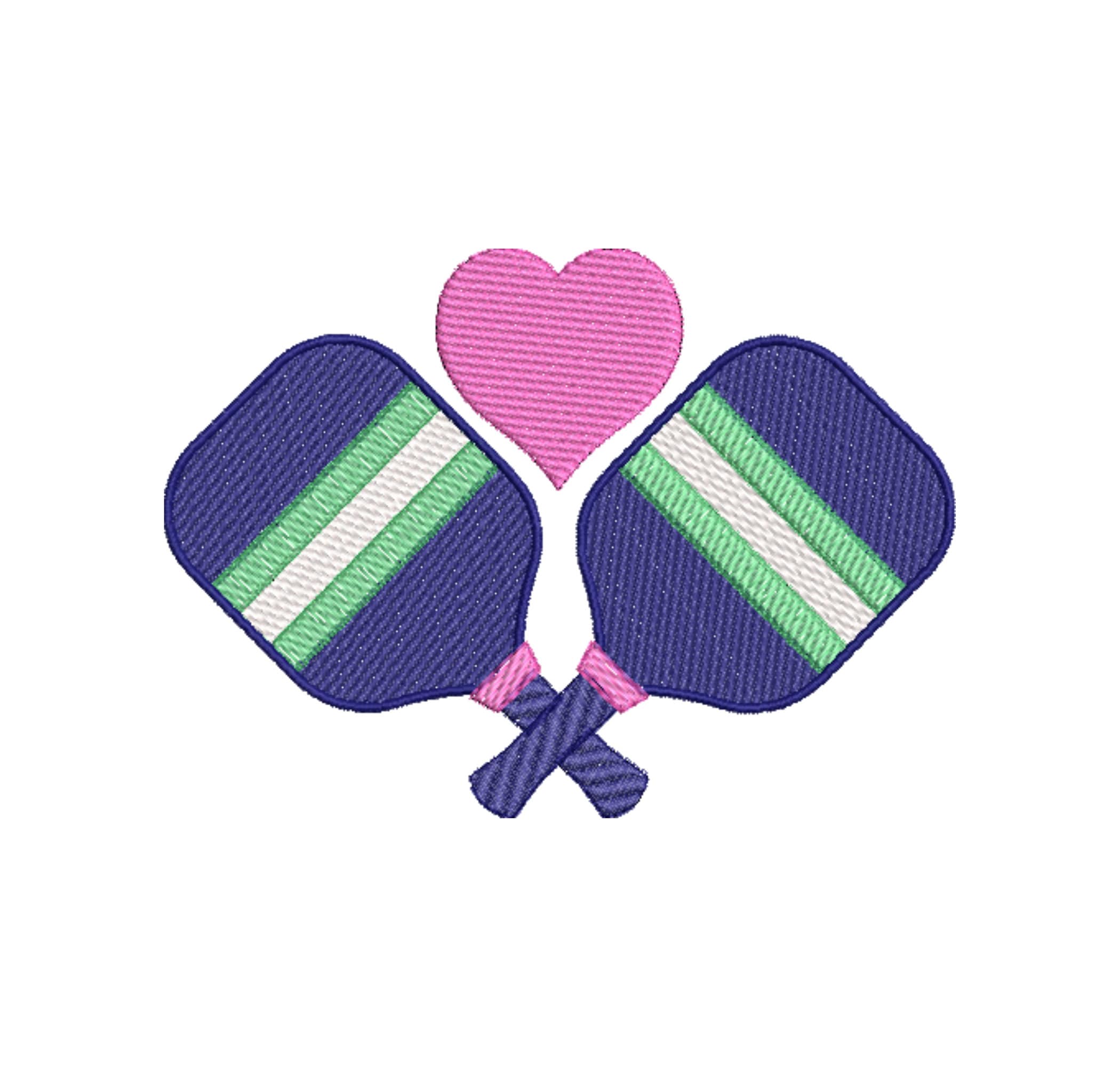 Pickleball Love Embroidery Design - Sketch and Fill Options (8 sizes)