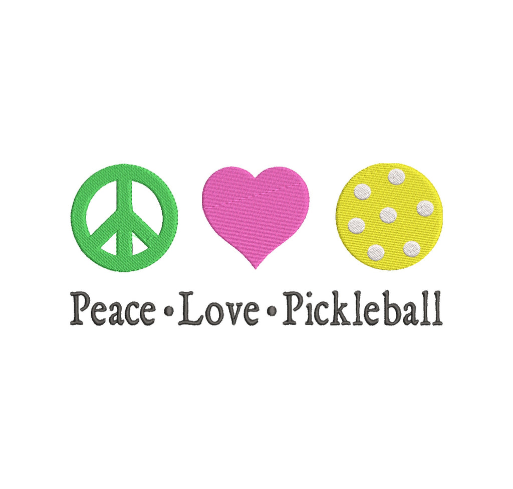 Peace Love Pickleball Embroidery Design
