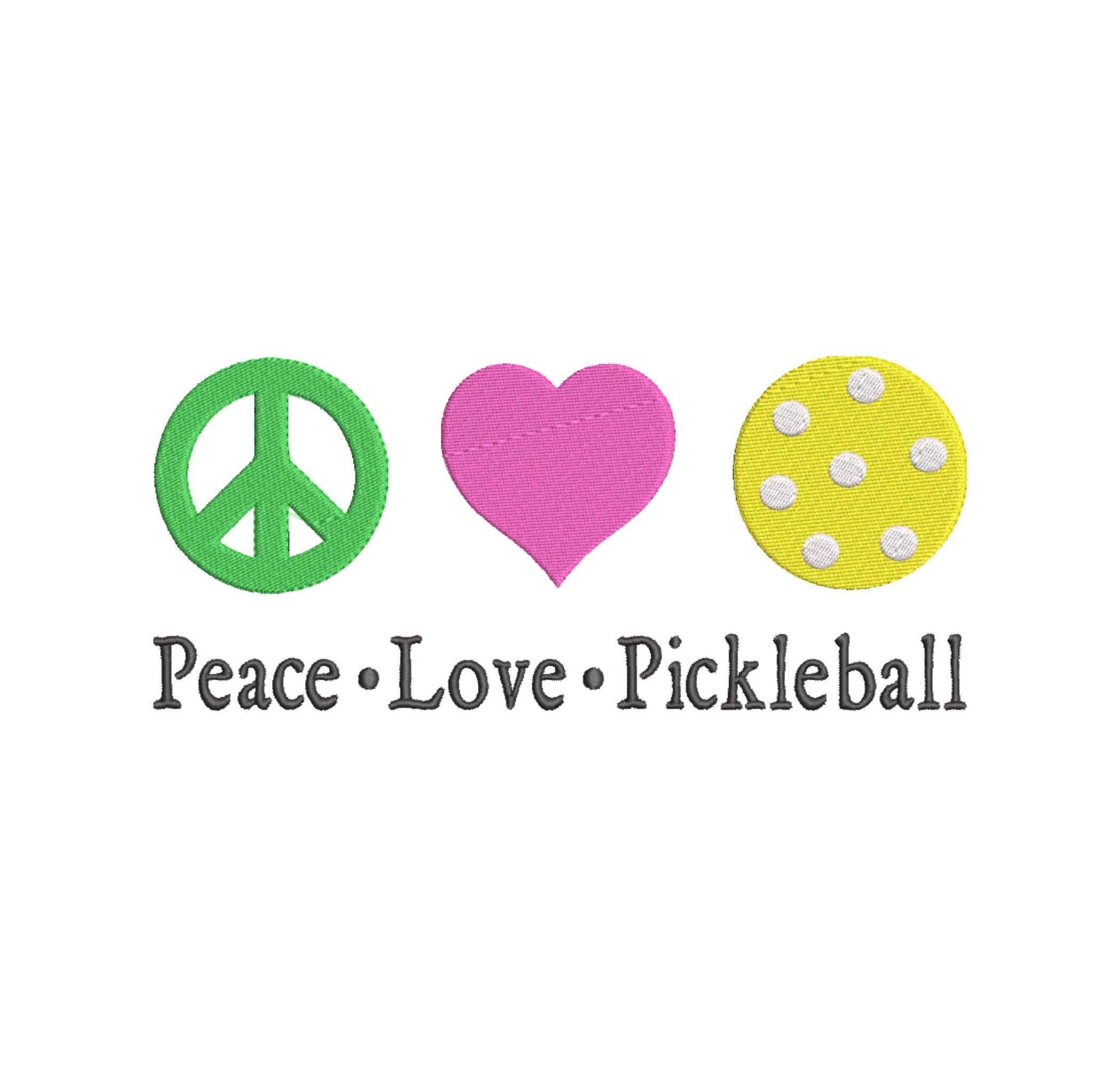 Peace Love Pickleball Embroidery Design