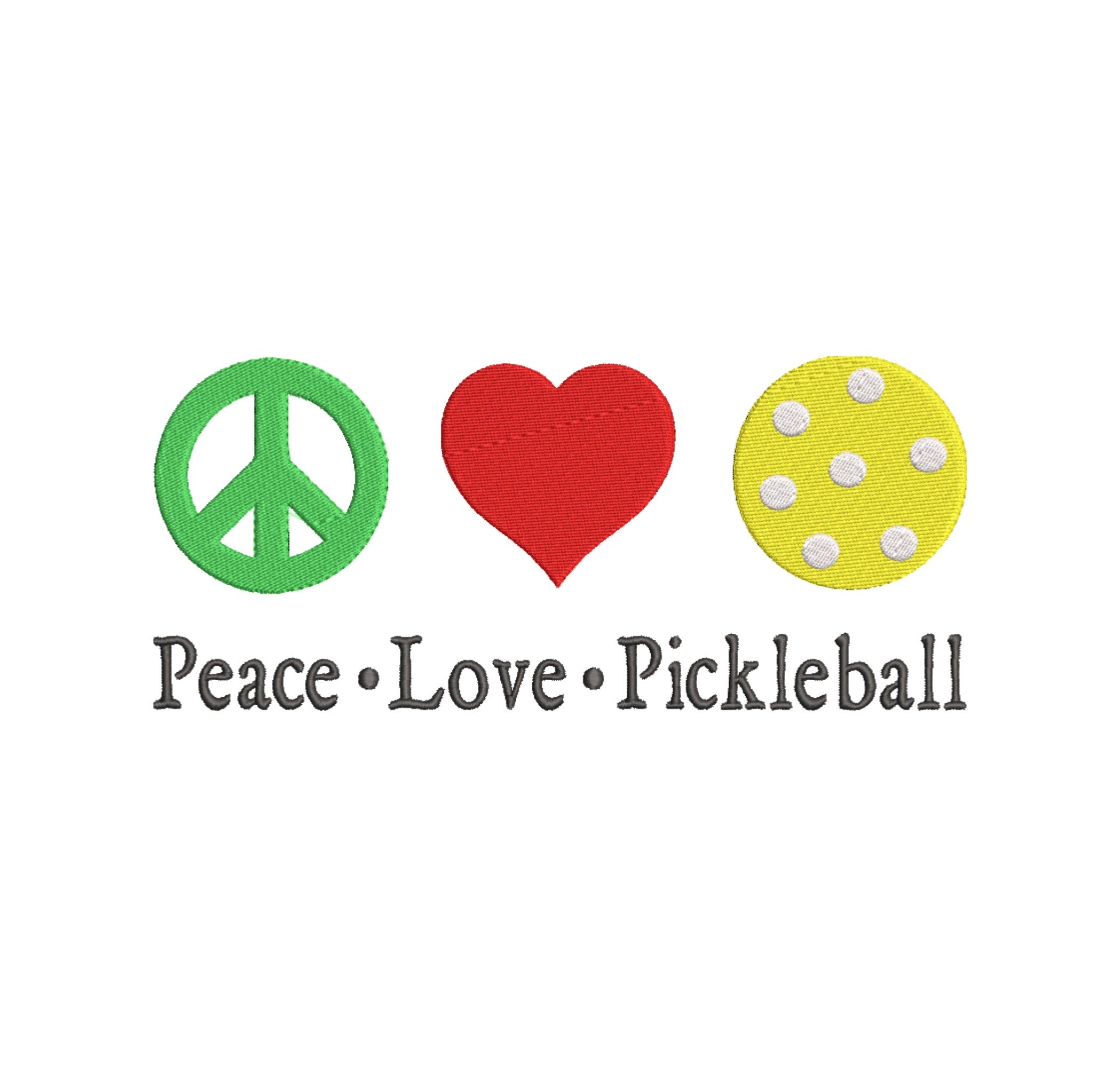 Peace Love Pickleball Embroidery Design