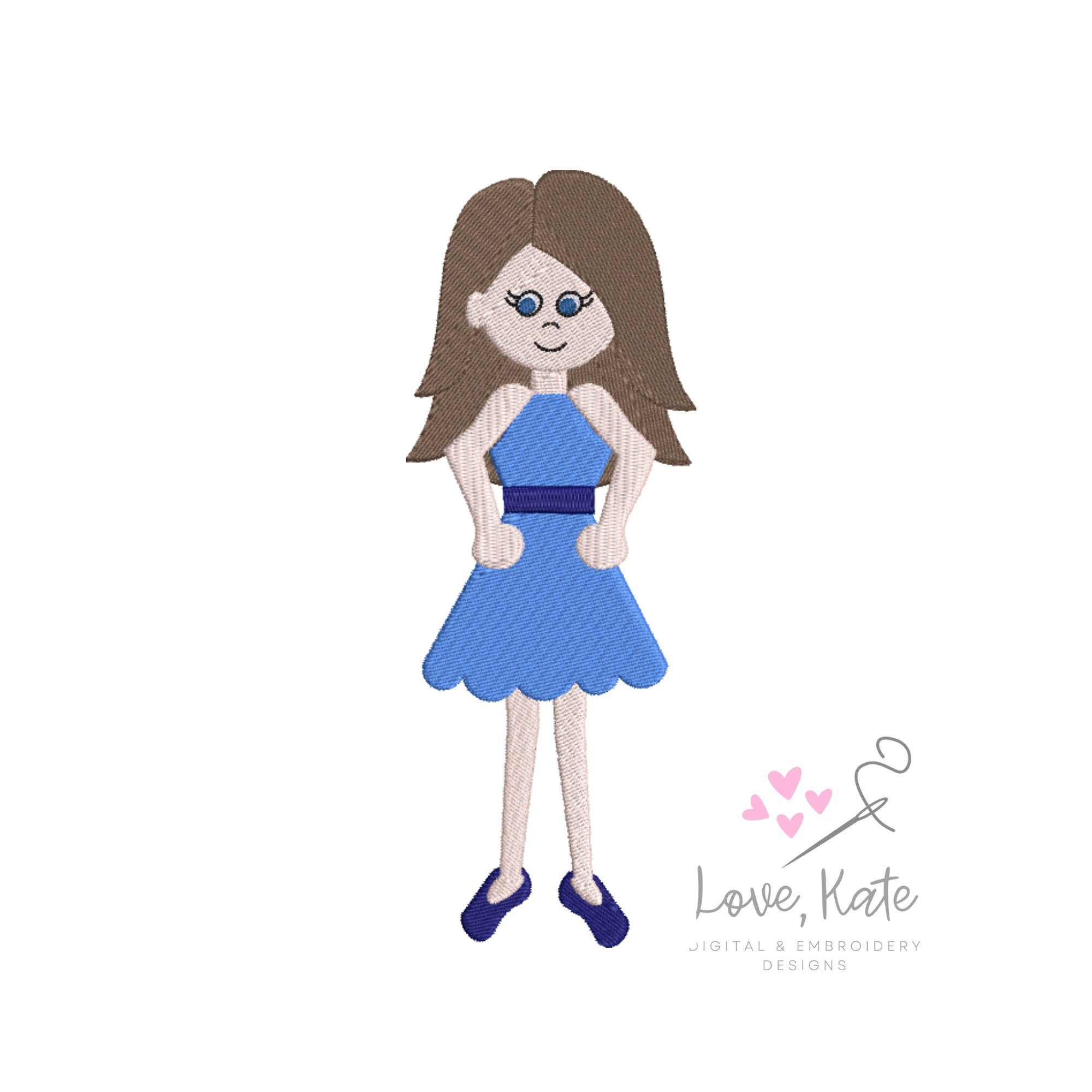 The Mix & Match People Embroidery Collection | Woman + Long Hair + Dress