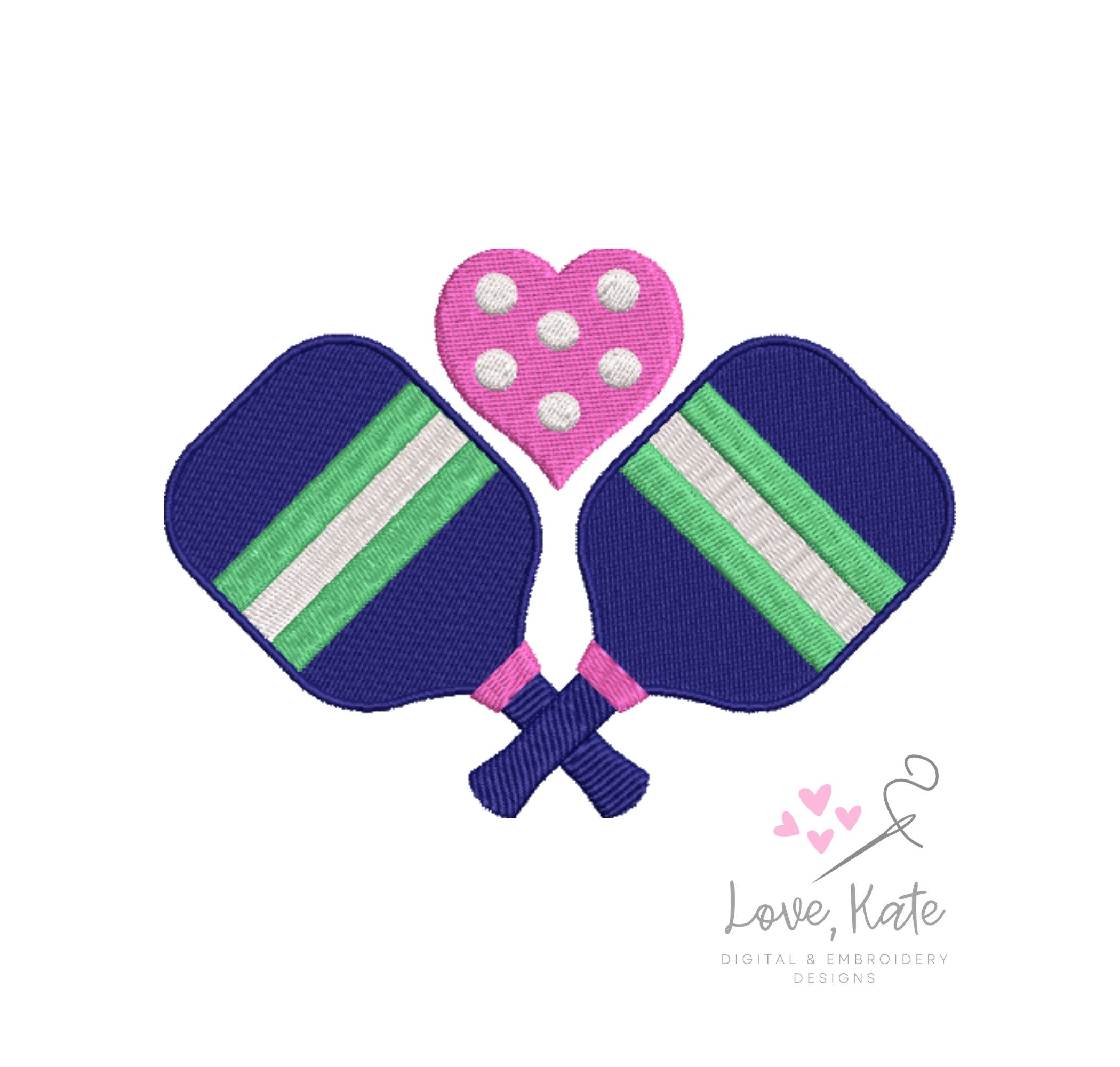Pickleball Love Embroidery Design - Sketch and Fill Options (8 sizes)