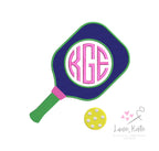 Pickleball Monogram Embroidery Frame - Appliqué and Stitch Files (4 sizes)