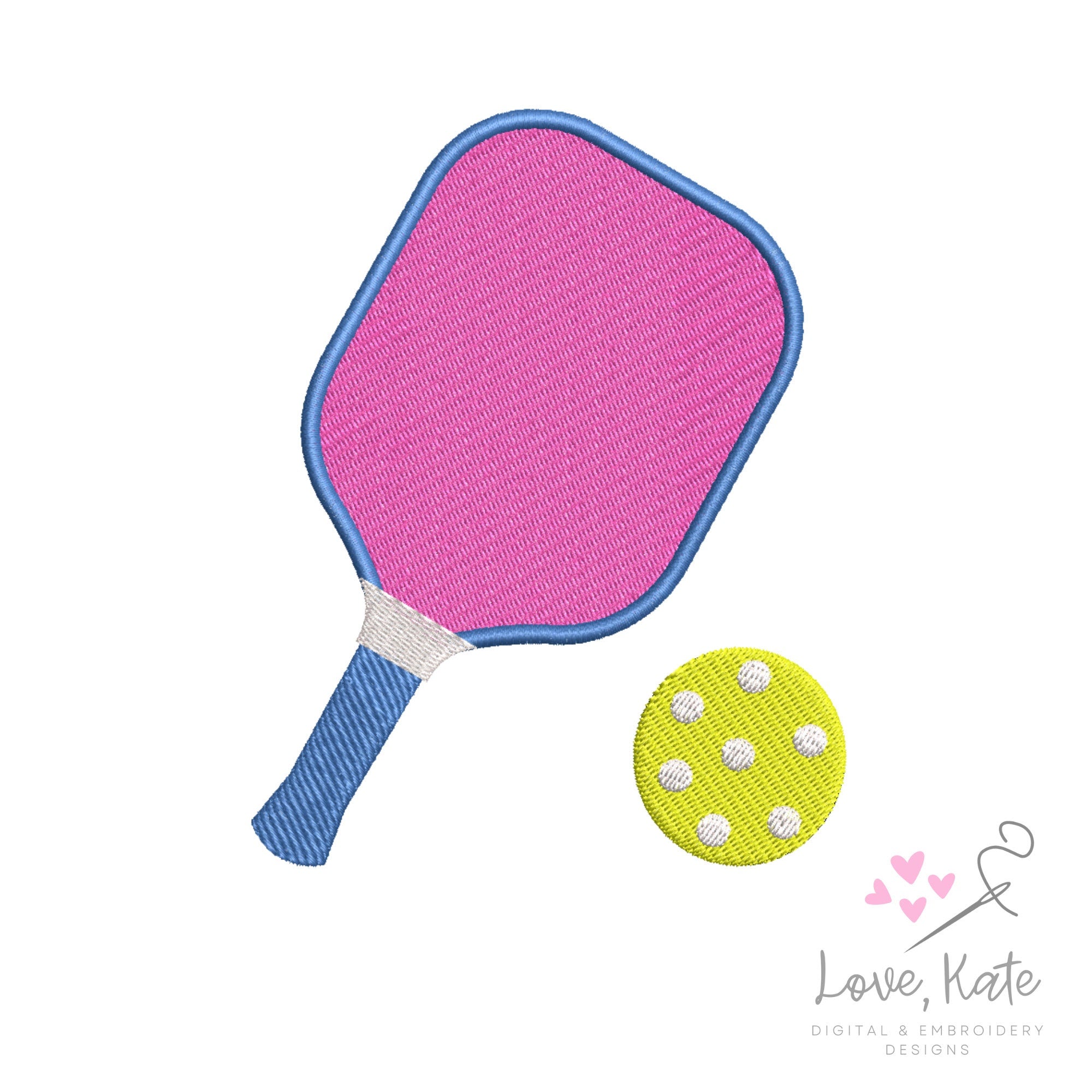 Pickleball Paddle Embroidery Design - (8 Sizes, 2 Styles - Stripes and Solid)
