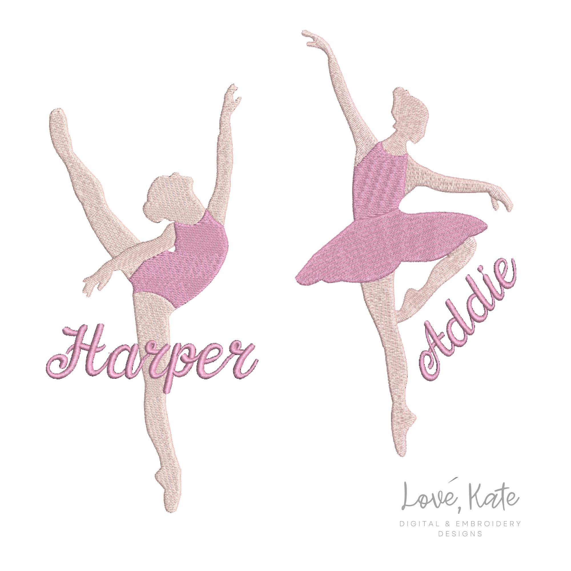 Ballerina Embroidery Design | Set of Two - 5 Sizes