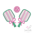 Pickleball Paddles & Bows Embroidery Design - 10 Sizes