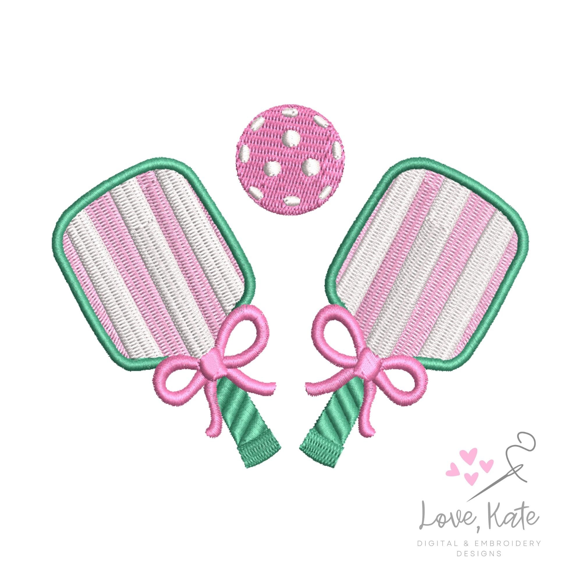 Pickleball Paddles & Bows Embroidery Design - 10 Sizes