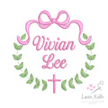 Coquette Bow Baptism Wreath