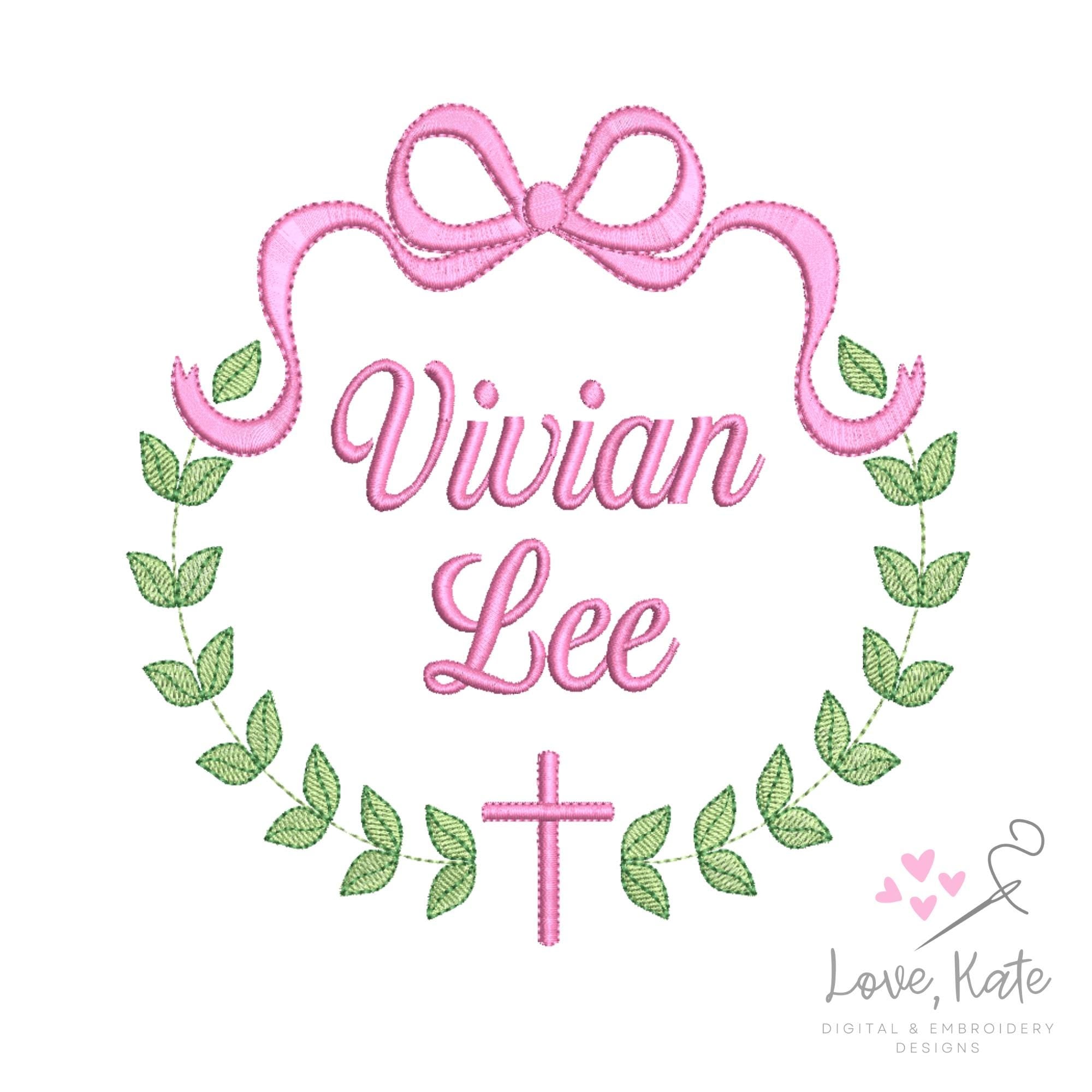 Coquette Bow Baptism Wreath