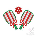 Pickleball Paddles & Bows Embroidery Design - 7 Sizes