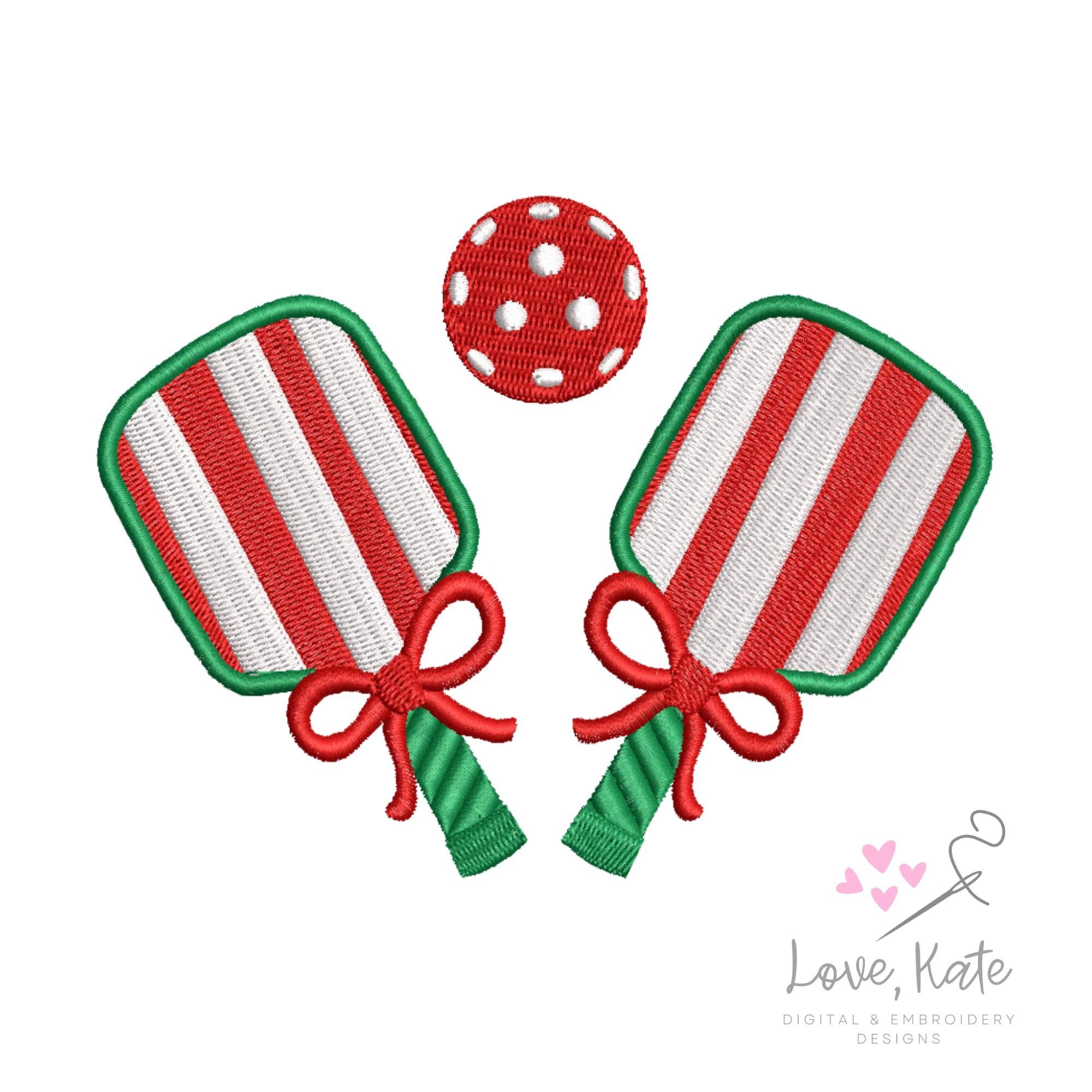 Pickleball Paddles & Bows Embroidery Design - 7 Sizes
