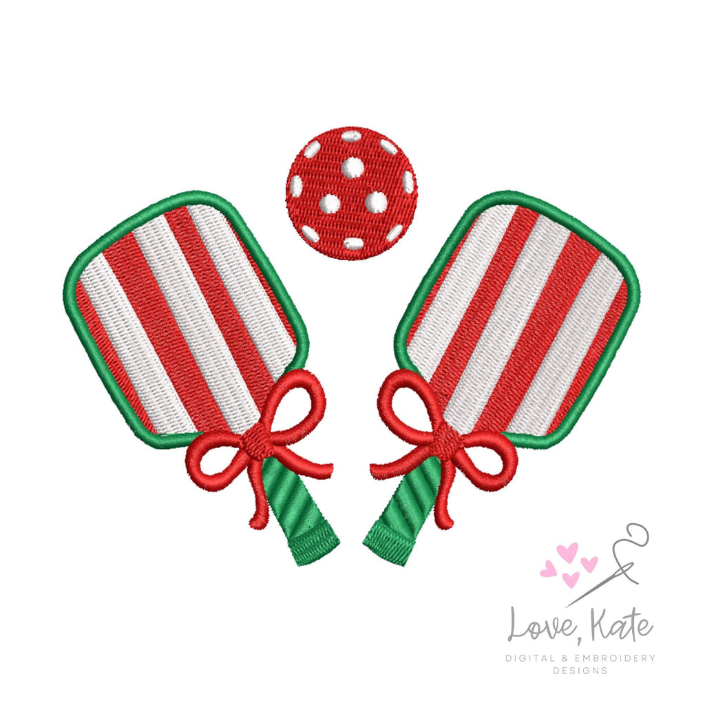 Pickleball Paddles & Bows Embroidery Design - 7 Sizes