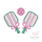 Pickleball Paddles & Bows Embroidery Design - 7 Sizes
