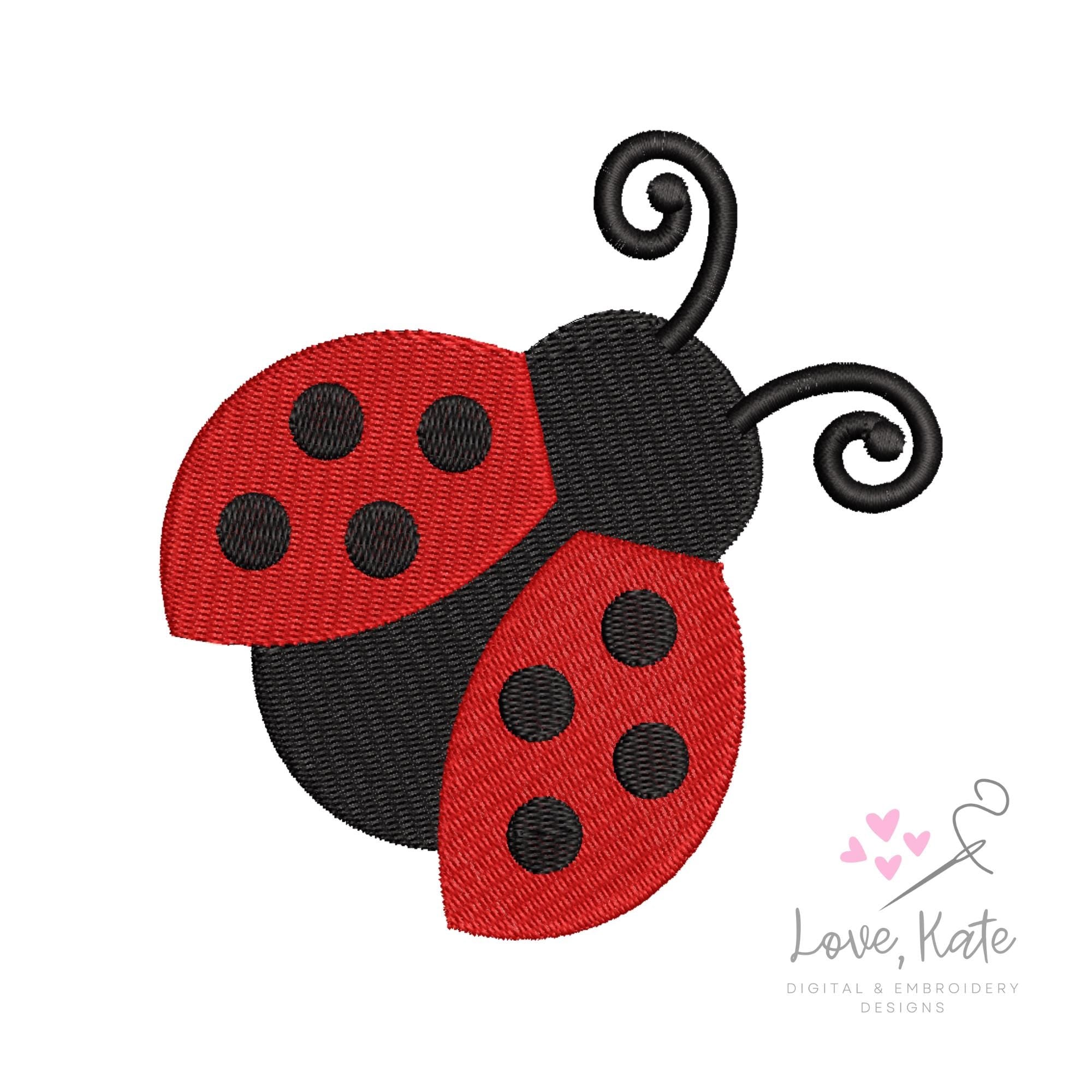 Ladybug Embroidery Designs | 2 Styles | 9 Sizes Each