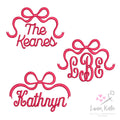 Bow Monogram & Name Toppers Set (Satin Stitch) - 6 Sizes Each