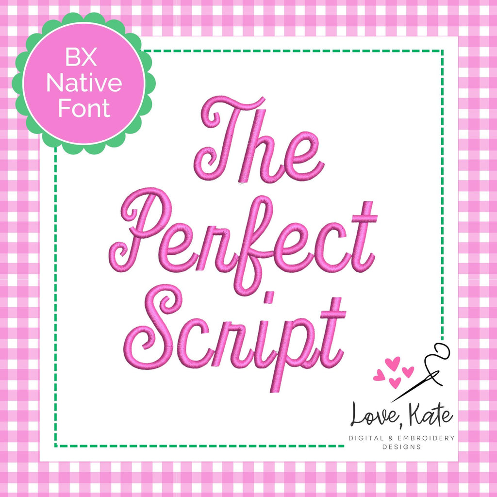 Perfect Script BX Native Embroidery Font | Timeless Script Alphabet for Machine Embroidery