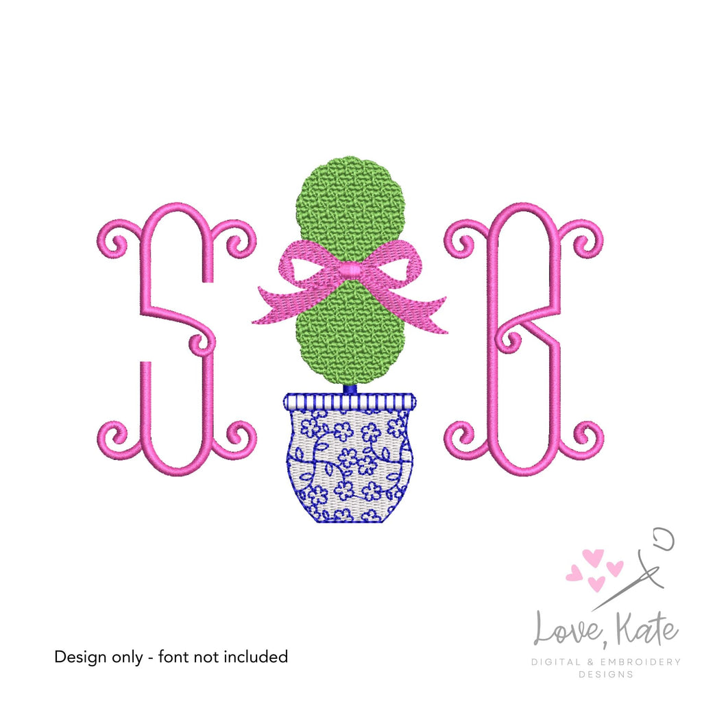 Topiary Bow Embroidery Design | 8 Sizes