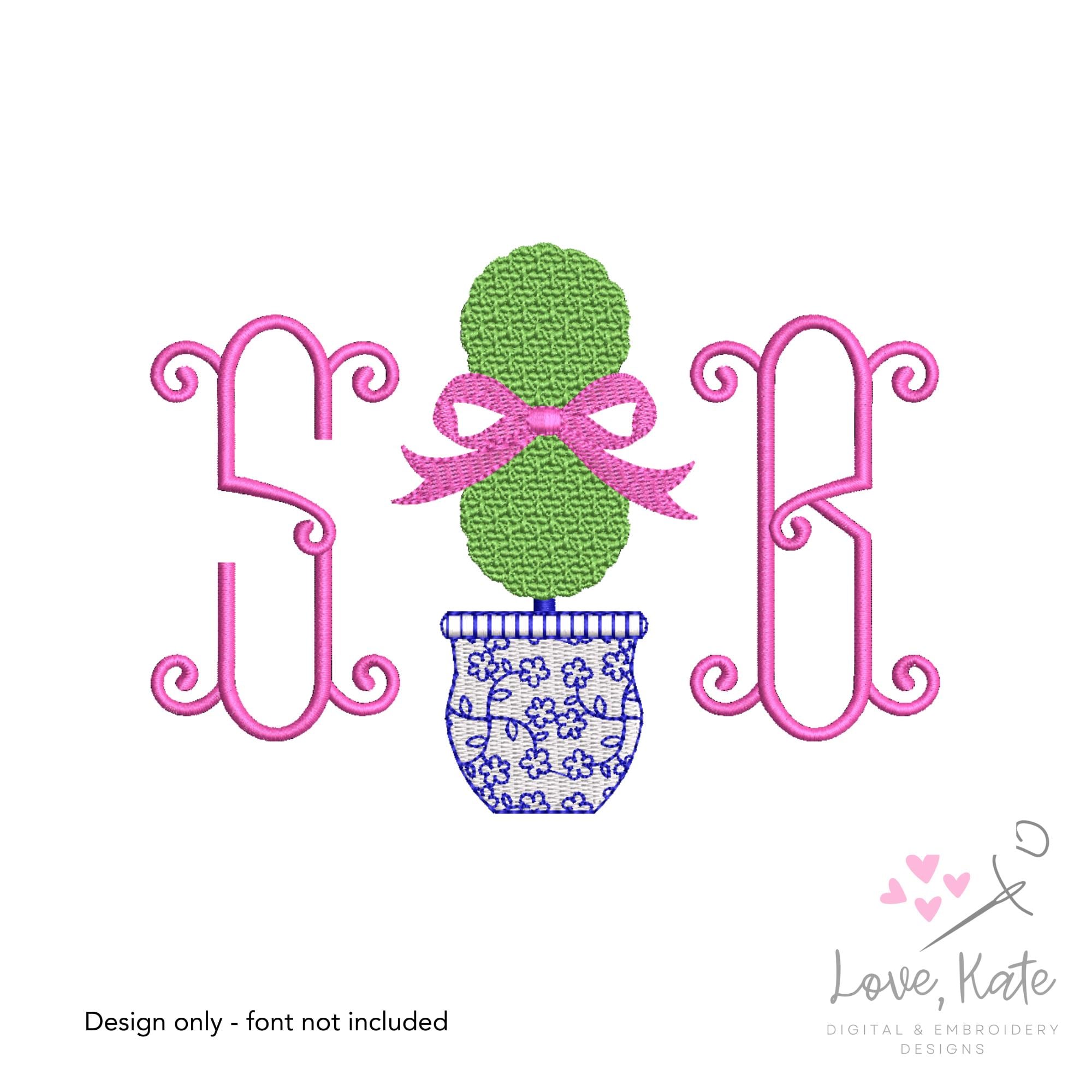 Topiary Bow Embroidery Design | 8 Sizes