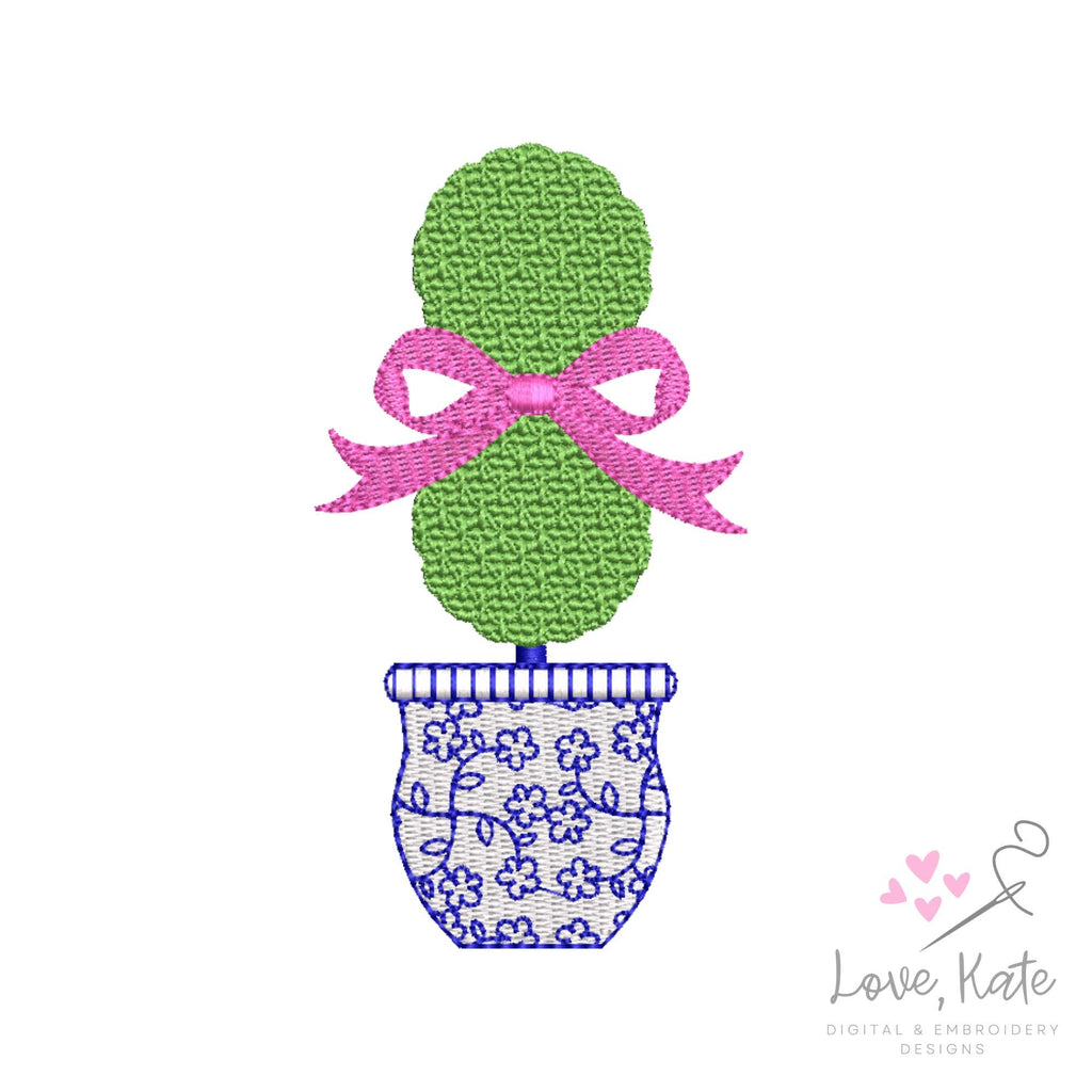 Topiary Bow Embroidery Design | 8 Sizes