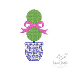 Topiary Bow Embroidery Design | 8 Sizes