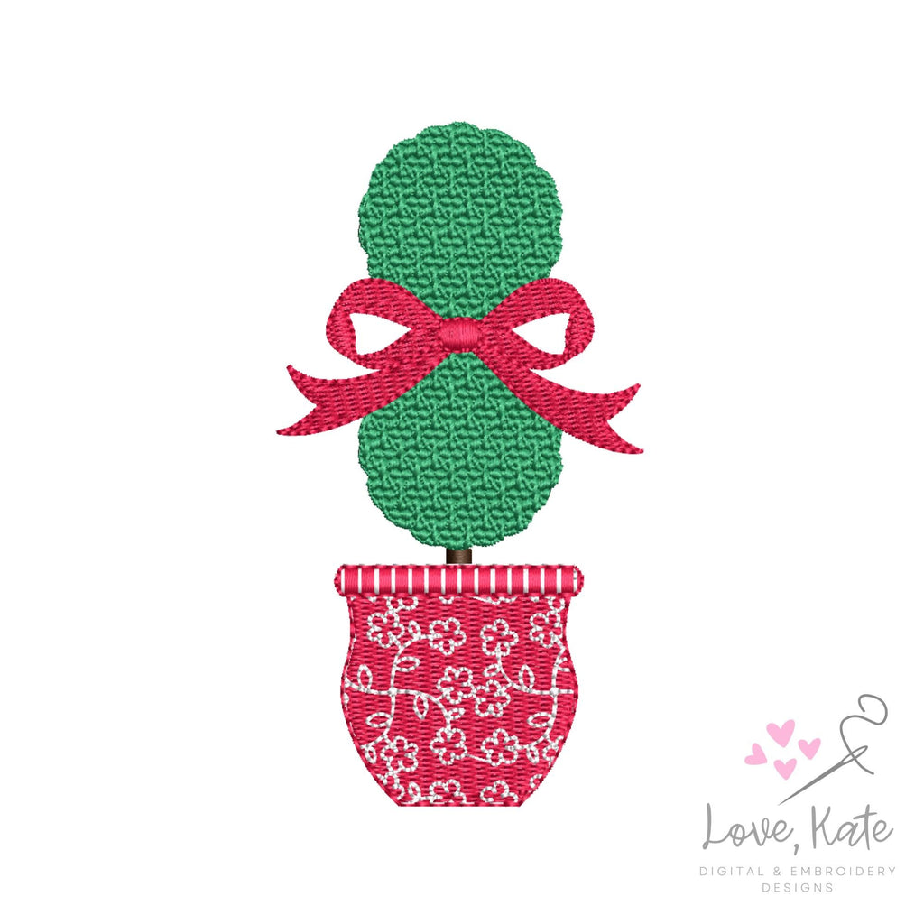 Topiary Bow Embroidery Design | 8 Sizes