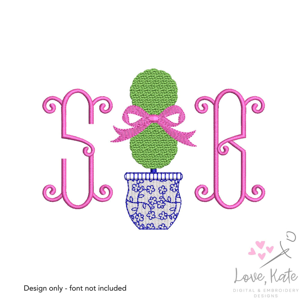 Topiary Bow Embroidery Design | 8 Sizes