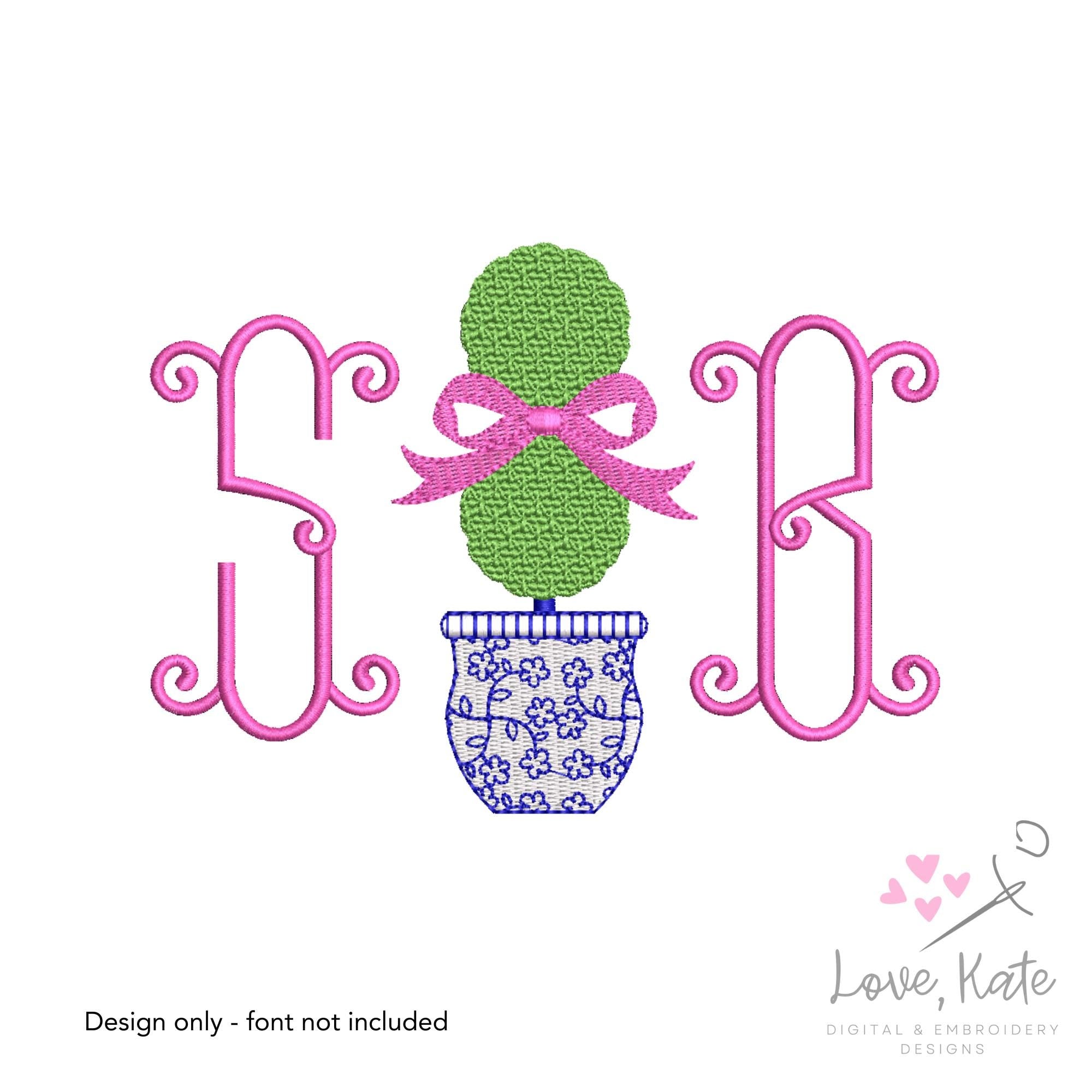 Topiary Bow Embroidery Design | 8 Sizes