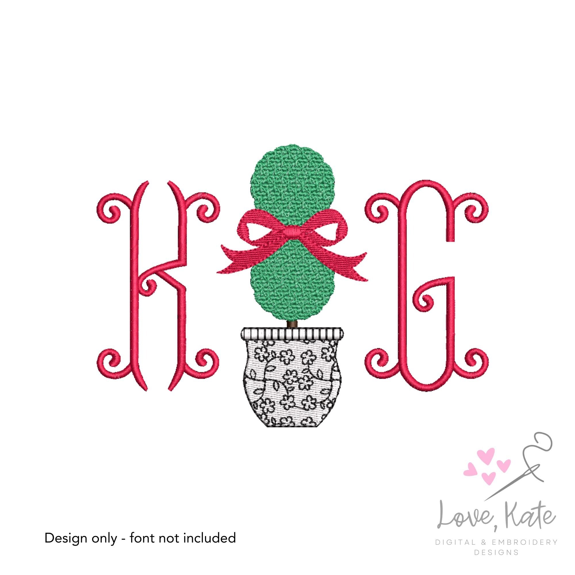 Topiary Bow Embroidery Design | 8 Sizes