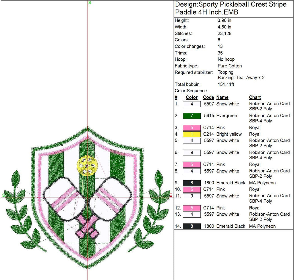 Preppy Pickleball Crest - 7 Sizes